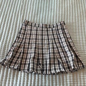 Graffiti plaid pleated skirt